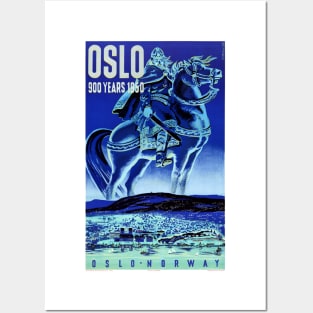 Vintage Travel Poster Oslo Norway 900 Years 1950 Posters and Art